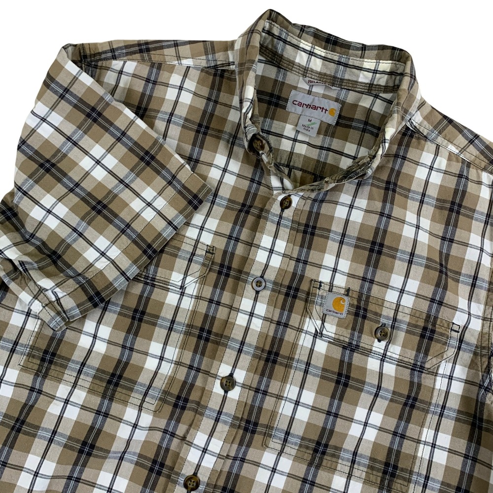 Carhartt Mens Shirt Medium Relaxed Fit Short Sleeve Plaid Button Down Skate Gorp